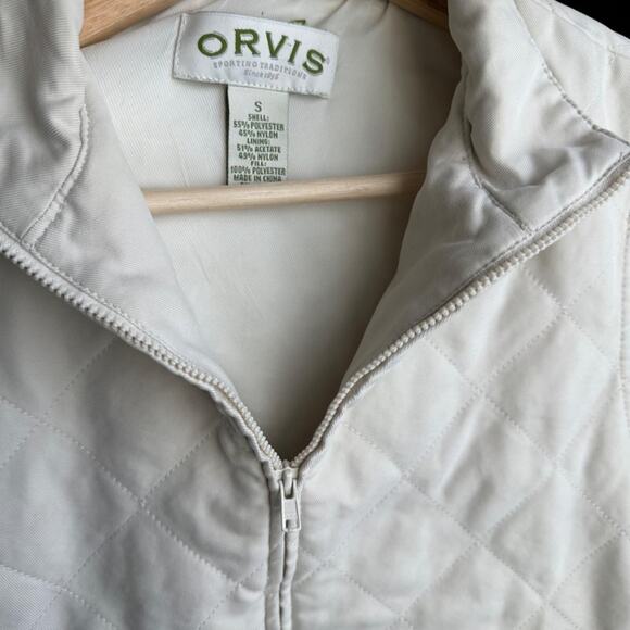 Vintage Orvis Ivory Cream Zip Up Quilt like Vest - Picture 5 of 6